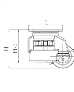 水平調節支撐腳輪側視圖 水平調節支撐腳輪側視圖