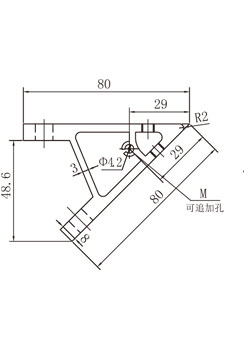 45度鋁型材角碼側視圖